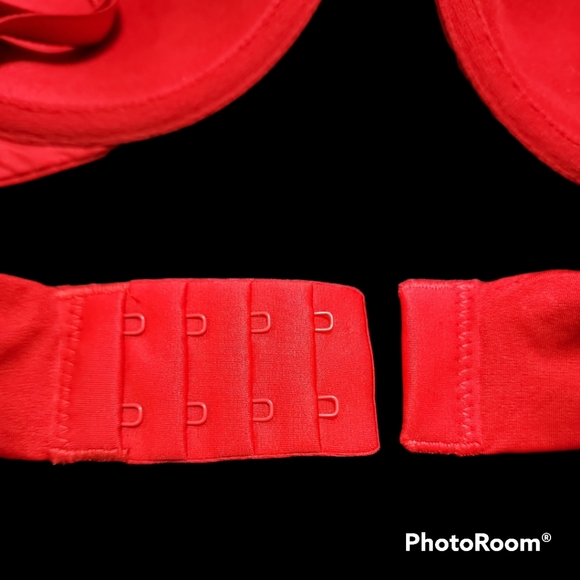 🆕️VS VERY SEXY Lightly Lined Embellished Bling Red Low cut Demi Bra Size 36C - Picture 11 of 12